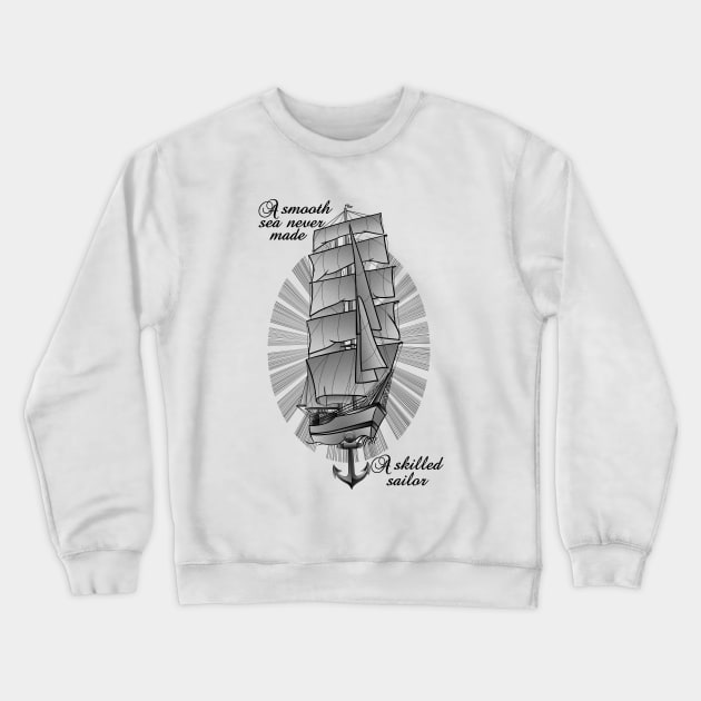 Sailing Ship Tattoo Crewneck Sweatshirt by mailboxdisco